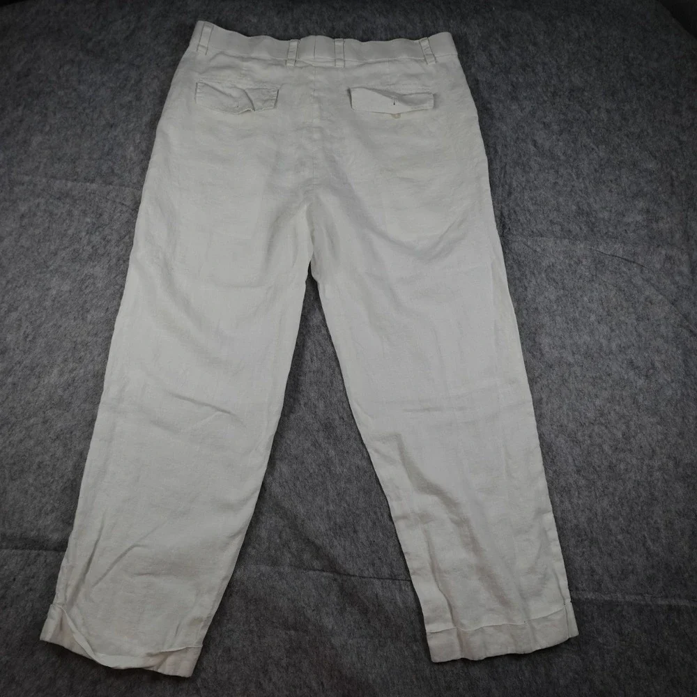 Prestige Pant Mens 38 White Linen Pleated Trousers Preppy Beachy Resortwear
